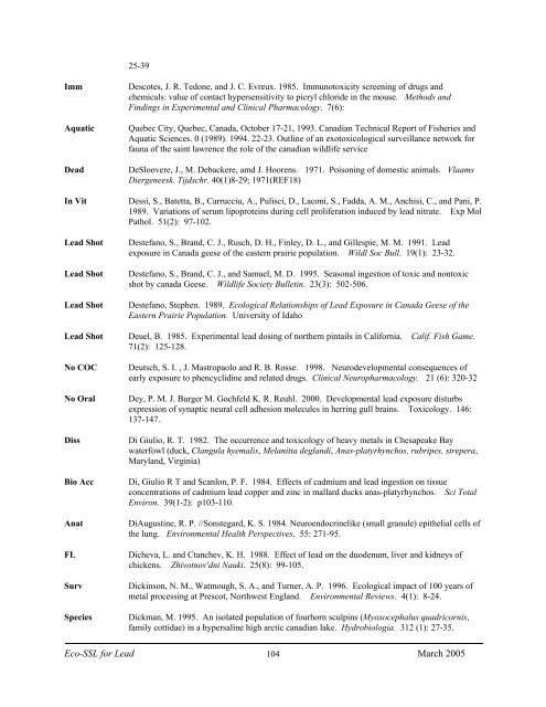 C:\Eco-SSLs\Contaminant Specific Documents\Lead\November  ...