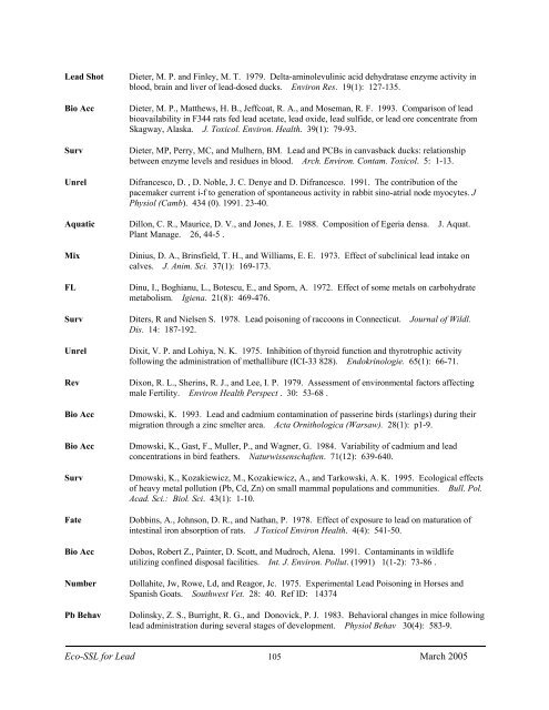 C:\Eco-SSLs\Contaminant Specific Documents\Lead\November  ...