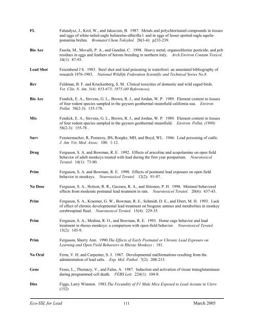 C:\Eco-SSLs\Contaminant Specific Documents\Lead\November  ...