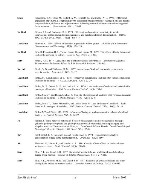 C:\Eco-SSLs\Contaminant Specific Documents\Lead\November  ...