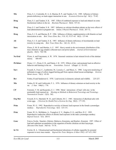 C:\Eco-SSLs\Contaminant Specific Documents\Lead\November  ...