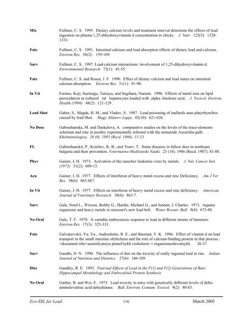 C:\Eco-SSLs\Contaminant Specific Documents\Lead\November  ...