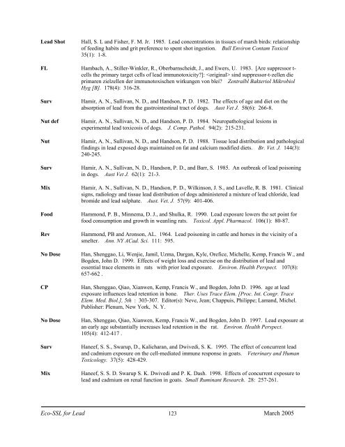 C:\Eco-SSLs\Contaminant Specific Documents\Lead\November  ...