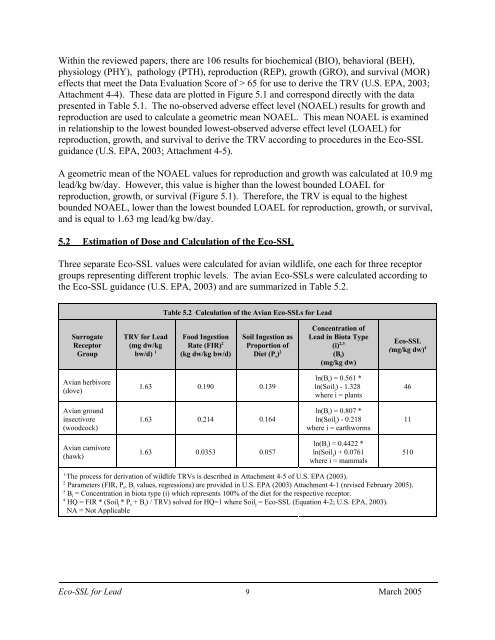 C:\Eco-SSLs\Contaminant Specific Documents\Lead\November  ...