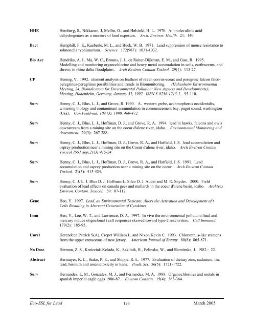 C:\Eco-SSLs\Contaminant Specific Documents\Lead\November  ...