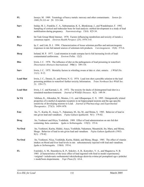 C:\Eco-SSLs\Contaminant Specific Documents\Lead\November  ...