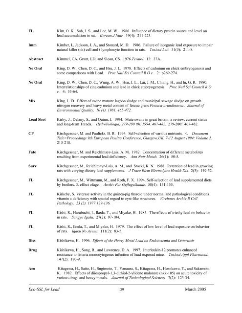 C:\Eco-SSLs\Contaminant Specific Documents\Lead\November  ...