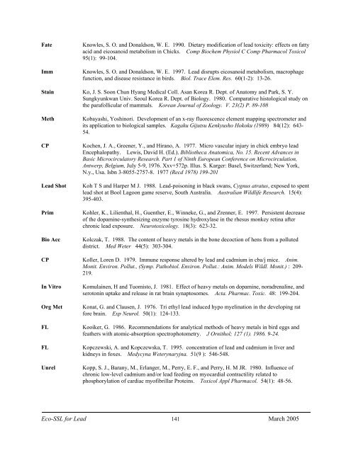 C:\Eco-SSLs\Contaminant Specific Documents\Lead\November  ...