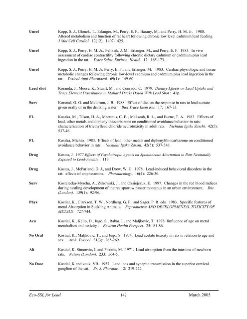 C:\Eco-SSLs\Contaminant Specific Documents\Lead\November  ...