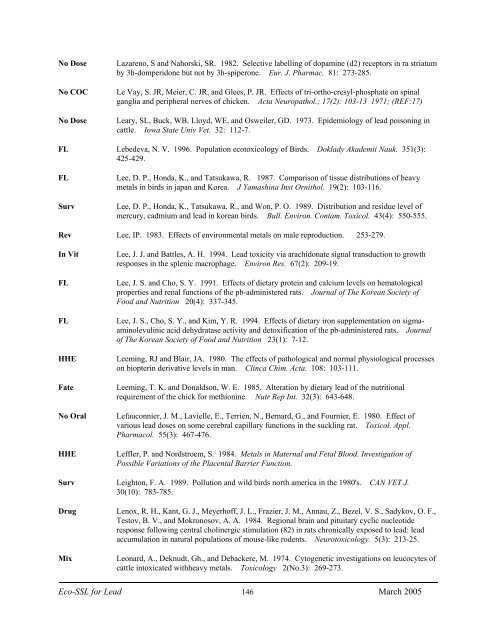 C:\Eco-SSLs\Contaminant Specific Documents\Lead\November  ...