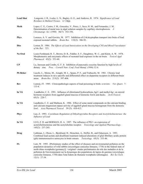 C:\Eco-SSLs\Contaminant Specific Documents\Lead\November  ...