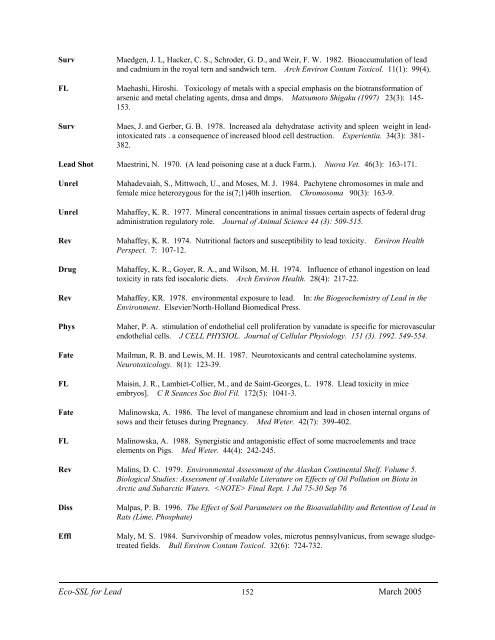 C:\Eco-SSLs\Contaminant Specific Documents\Lead\November  ...