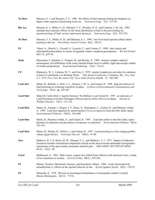 C:\Eco-SSLs\Contaminant Specific Documents\Lead\November  ...