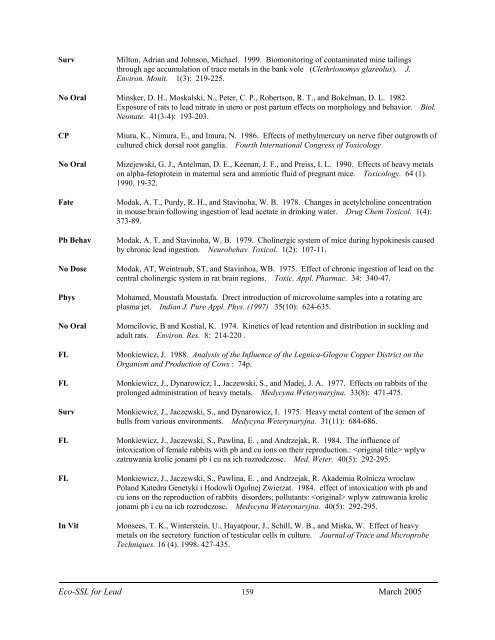 C:\Eco-SSLs\Contaminant Specific Documents\Lead\November  ...