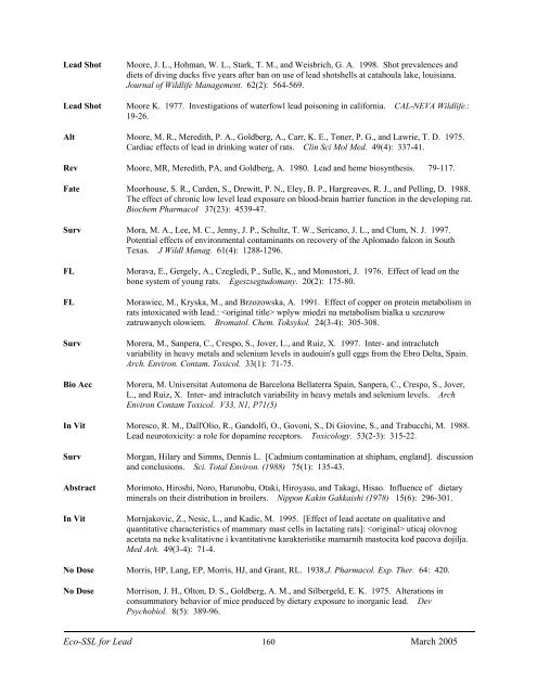 C:\Eco-SSLs\Contaminant Specific Documents\Lead\November  ...