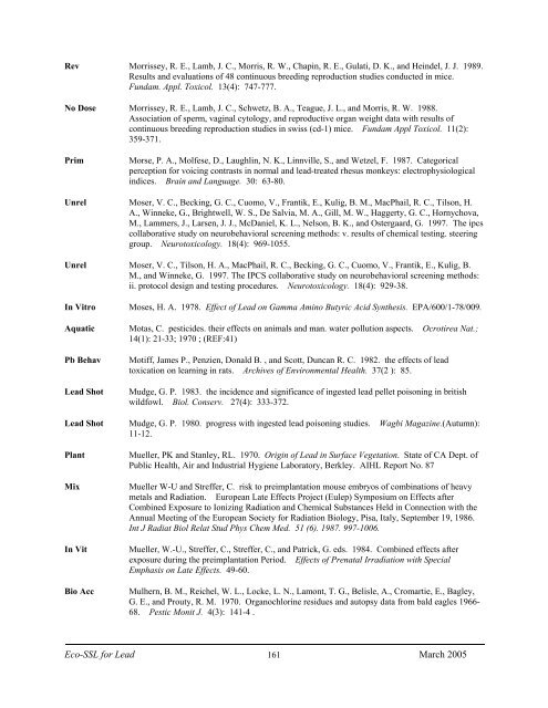 C:\Eco-SSLs\Contaminant Specific Documents\Lead\November  ...