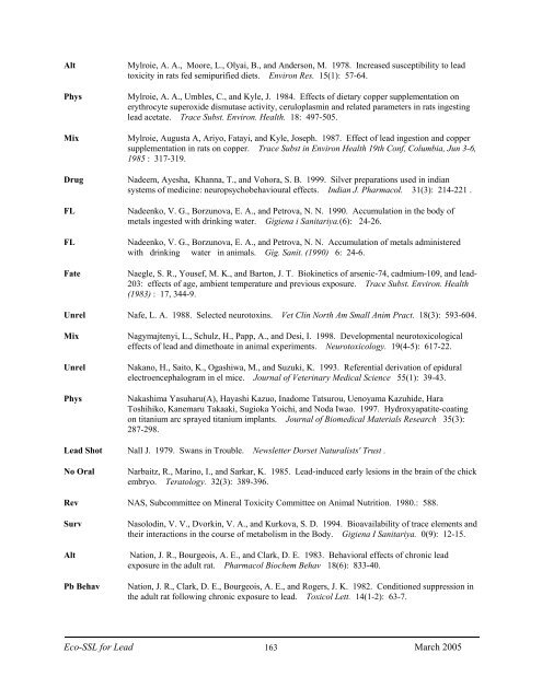 C:\Eco-SSLs\Contaminant Specific Documents\Lead\November  ...