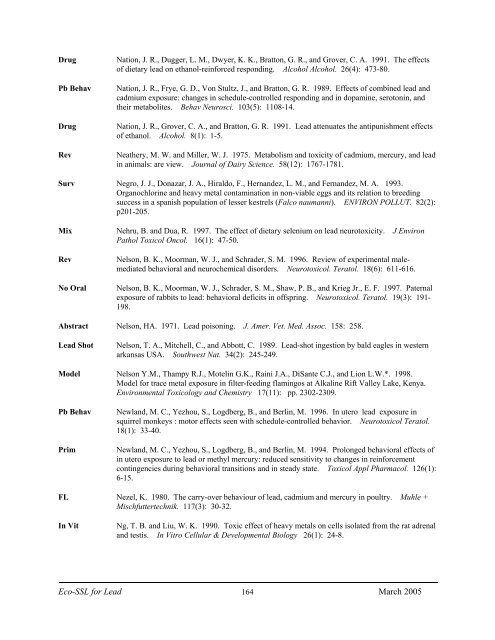 C:\Eco-SSLs\Contaminant Specific Documents\Lead\November  ...