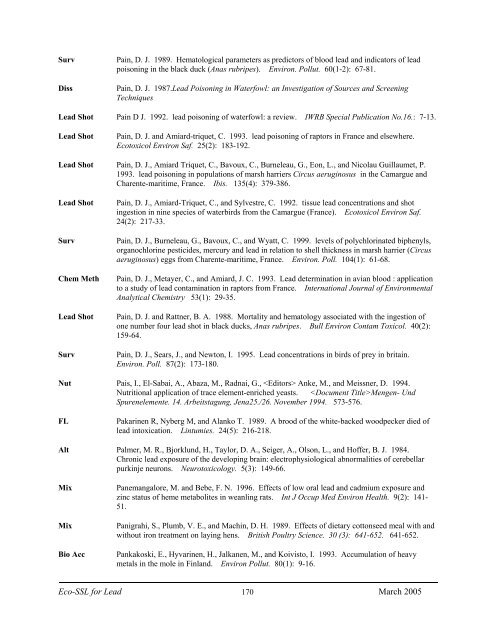 C:\Eco-SSLs\Contaminant Specific Documents\Lead\November  ...