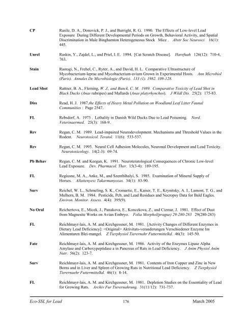 C:\Eco-SSLs\Contaminant Specific Documents\Lead\November  ...