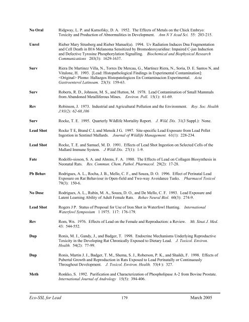 C:\Eco-SSLs\Contaminant Specific Documents\Lead\November  ...