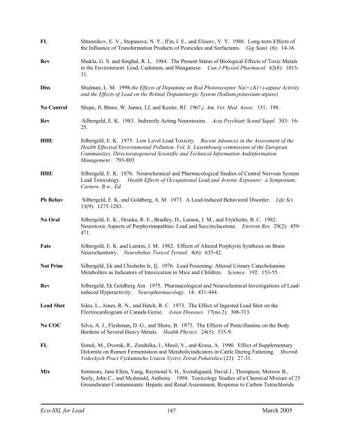 C:\Eco-SSLs\Contaminant Specific Documents\Lead\November  ...