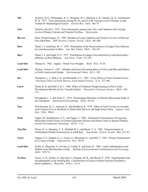 C:\Eco-SSLs\Contaminant Specific Documents\Lead\November  ...