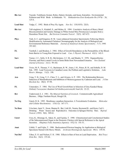 C:\Eco-SSLs\Contaminant Specific Documents\Lead\November  ...