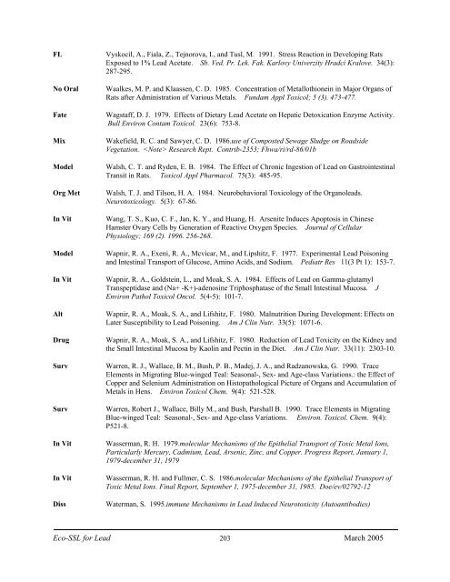 C:\Eco-SSLs\Contaminant Specific Documents\Lead\November  ...