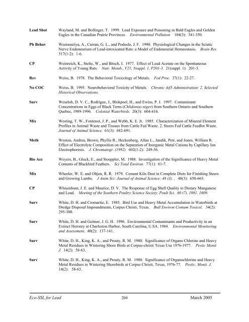 C:\Eco-SSLs\Contaminant Specific Documents\Lead\November  ...