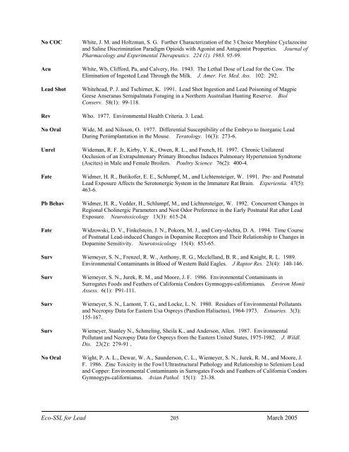 C:\Eco-SSLs\Contaminant Specific Documents\Lead\November  ...