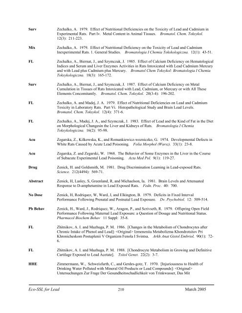 C:\Eco-SSLs\Contaminant Specific Documents\Lead\November  ...