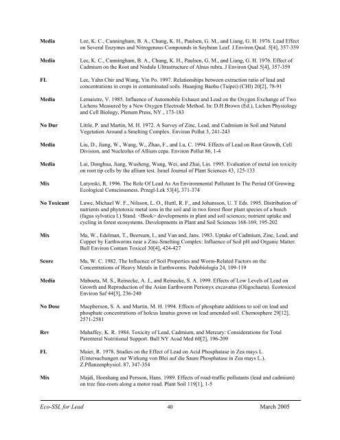 C:\Eco-SSLs\Contaminant Specific Documents\Lead\November  ...