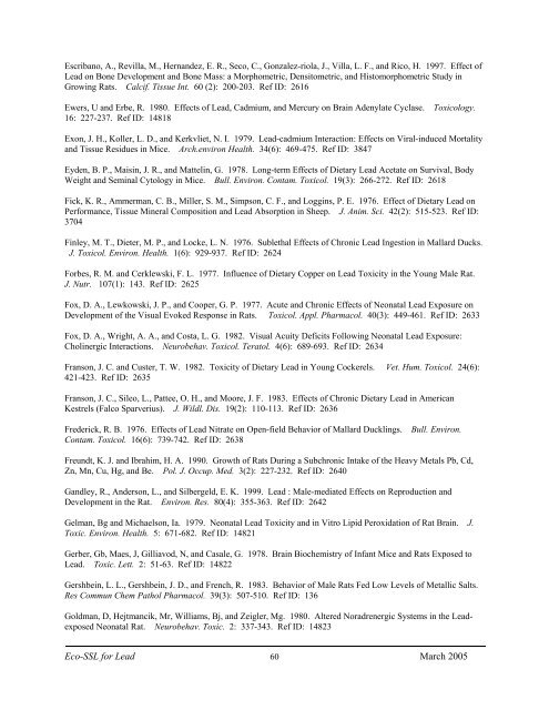 C:\Eco-SSLs\Contaminant Specific Documents\Lead\November  ...