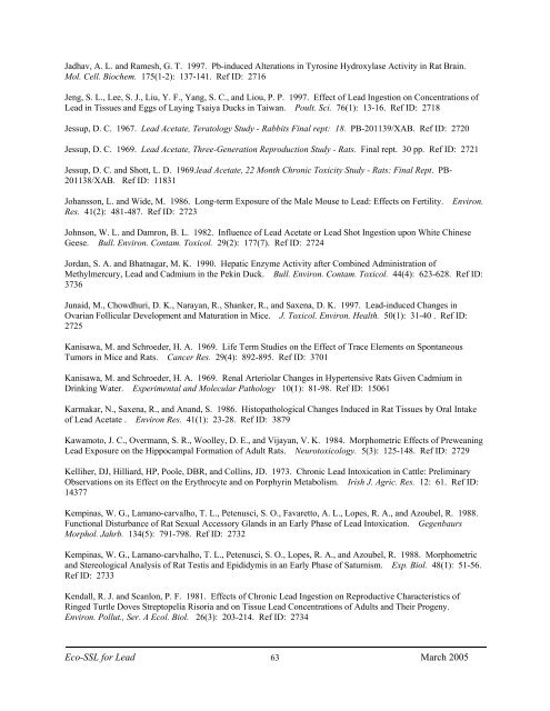 C:\Eco-SSLs\Contaminant Specific Documents\Lead\November  ...