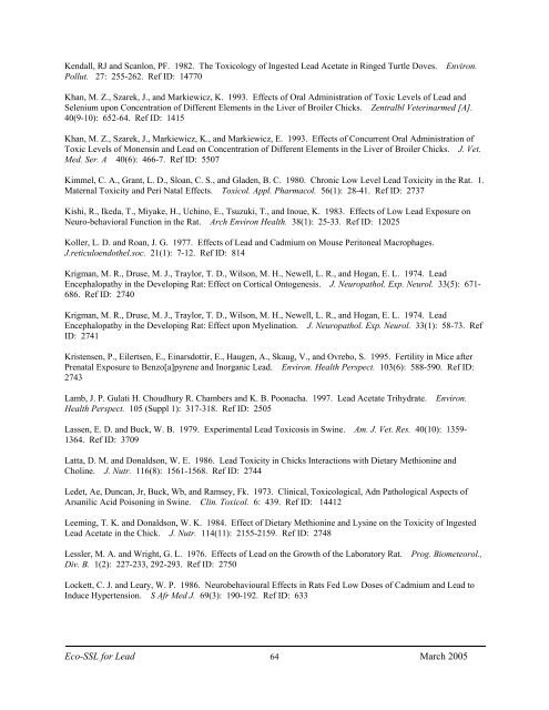 C:\Eco-SSLs\Contaminant Specific Documents\Lead\November  ...