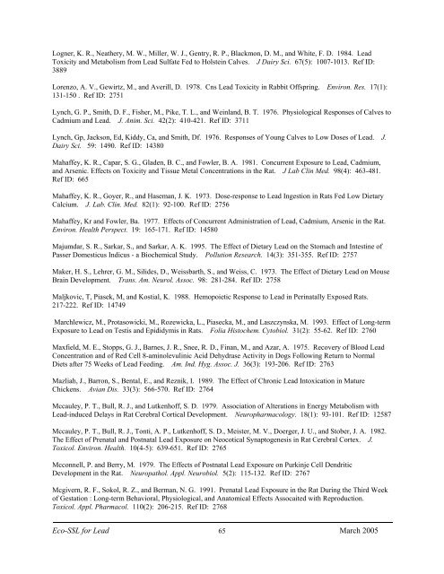 C:\Eco-SSLs\Contaminant Specific Documents\Lead\November  ...