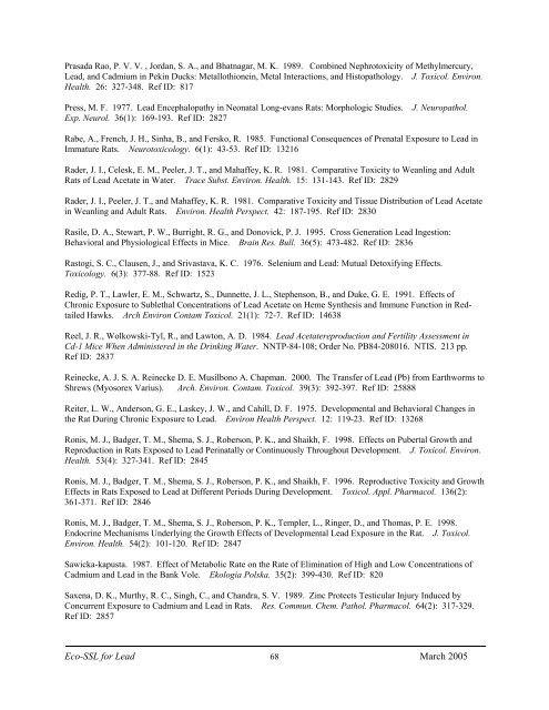 C:\Eco-SSLs\Contaminant Specific Documents\Lead\November  ...