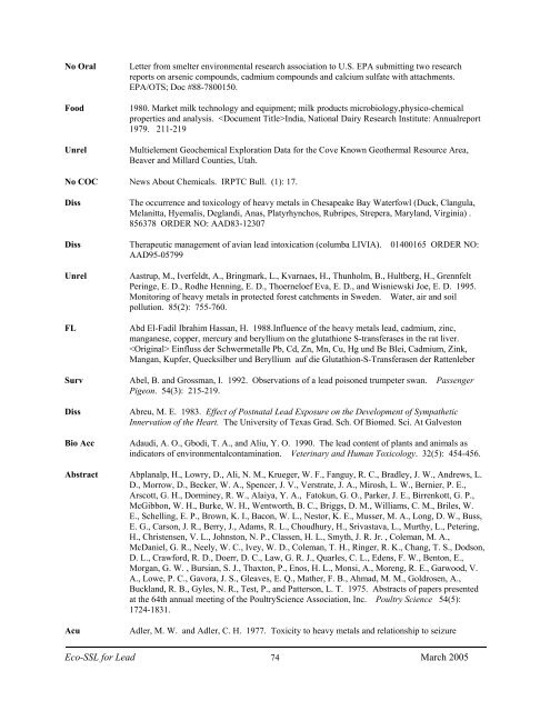 C:\Eco-SSLs\Contaminant Specific Documents\Lead\November  ...