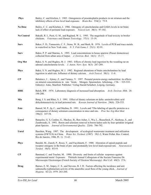 C:\Eco-SSLs\Contaminant Specific Documents\Lead\November  ...