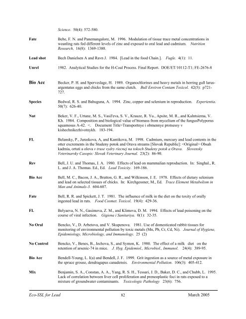 C:\Eco-SSLs\Contaminant Specific Documents\Lead\November  ...