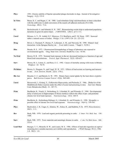 C:\Eco-SSLs\Contaminant Specific Documents\Lead\November  ...