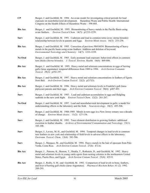 C:\Eco-SSLs\Contaminant Specific Documents\Lead\November  ...