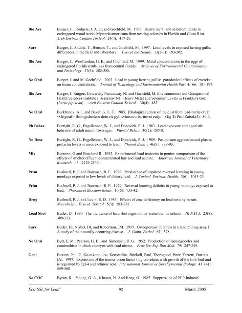 C:\Eco-SSLs\Contaminant Specific Documents\Lead\November  ...