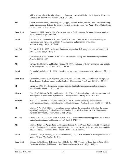 C:\Eco-SSLs\Contaminant Specific Documents\Lead\November  ...