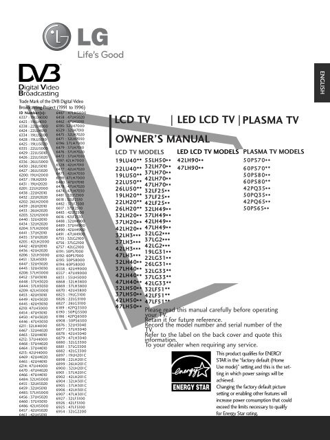 LCD TV Models - LG Electronics