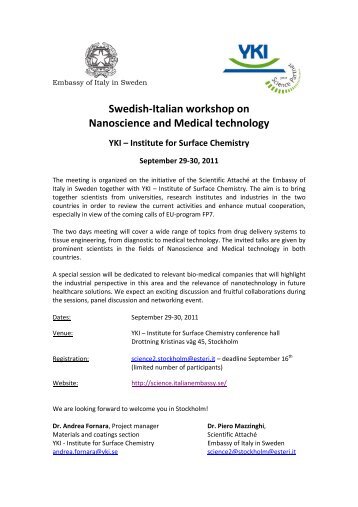 Swedish-Italian workshop on Nanoscience and Medical technology