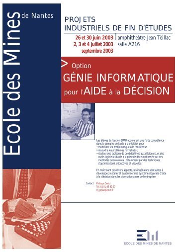 Option génie informatique pour l'aide à la décision - Ecole des ...