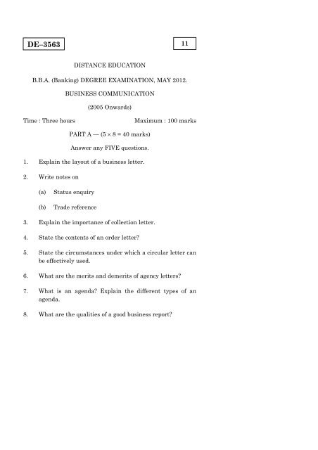 Business Communication Alagappa University Business Communication Alagappa University