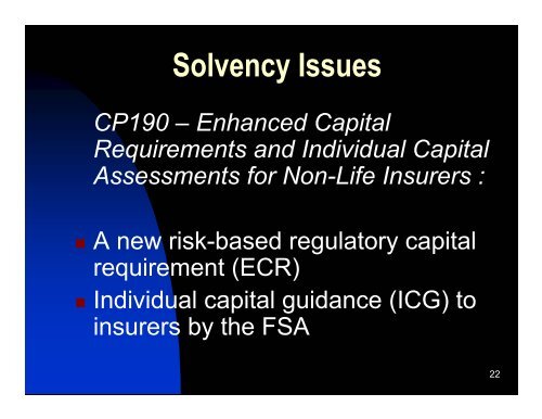 Presentation on Non-Life - Society of Actuaries in Ireland